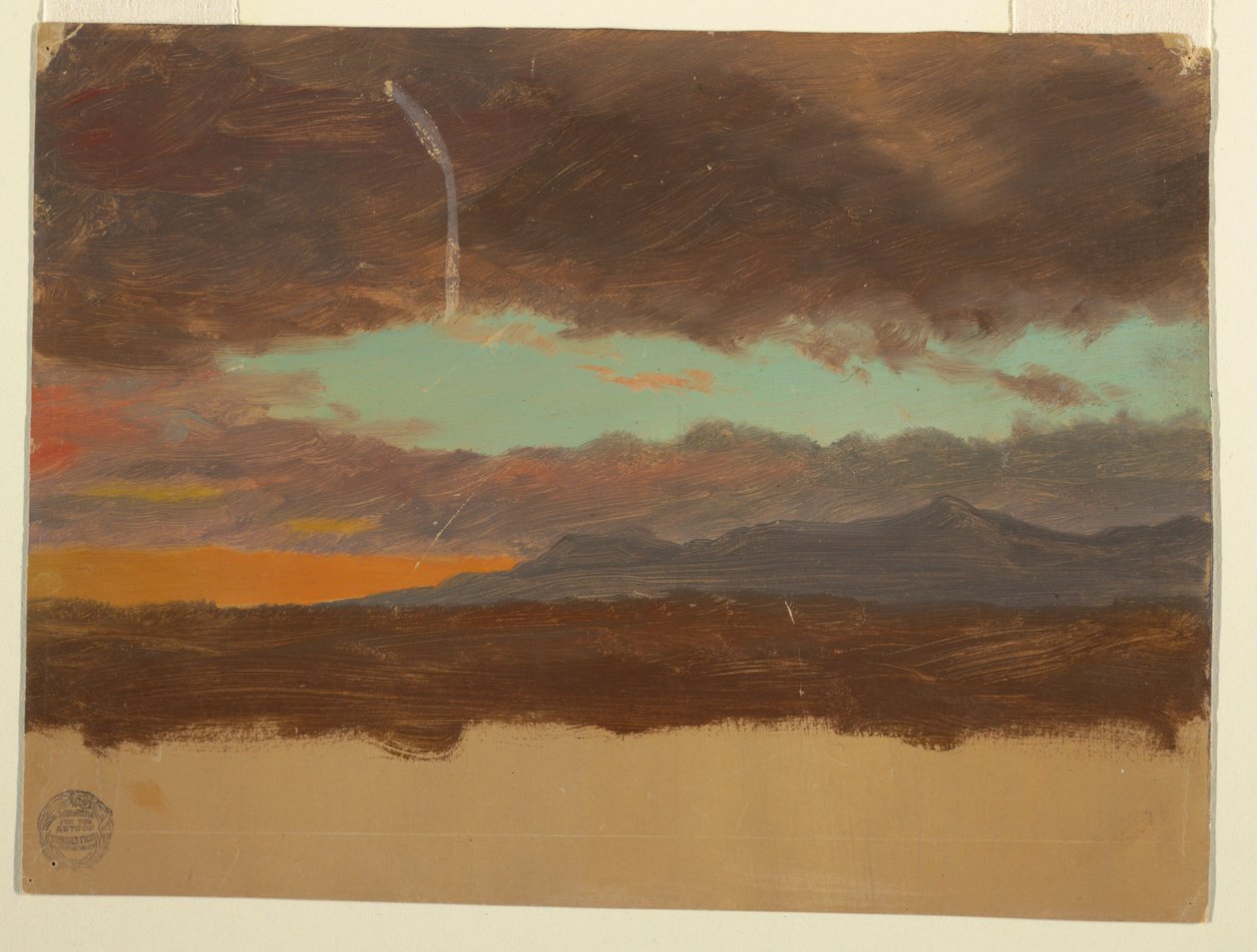 Tekening, Zonsondergang over Hudson-vallei, 1865-75 door Frederic Edwin Church