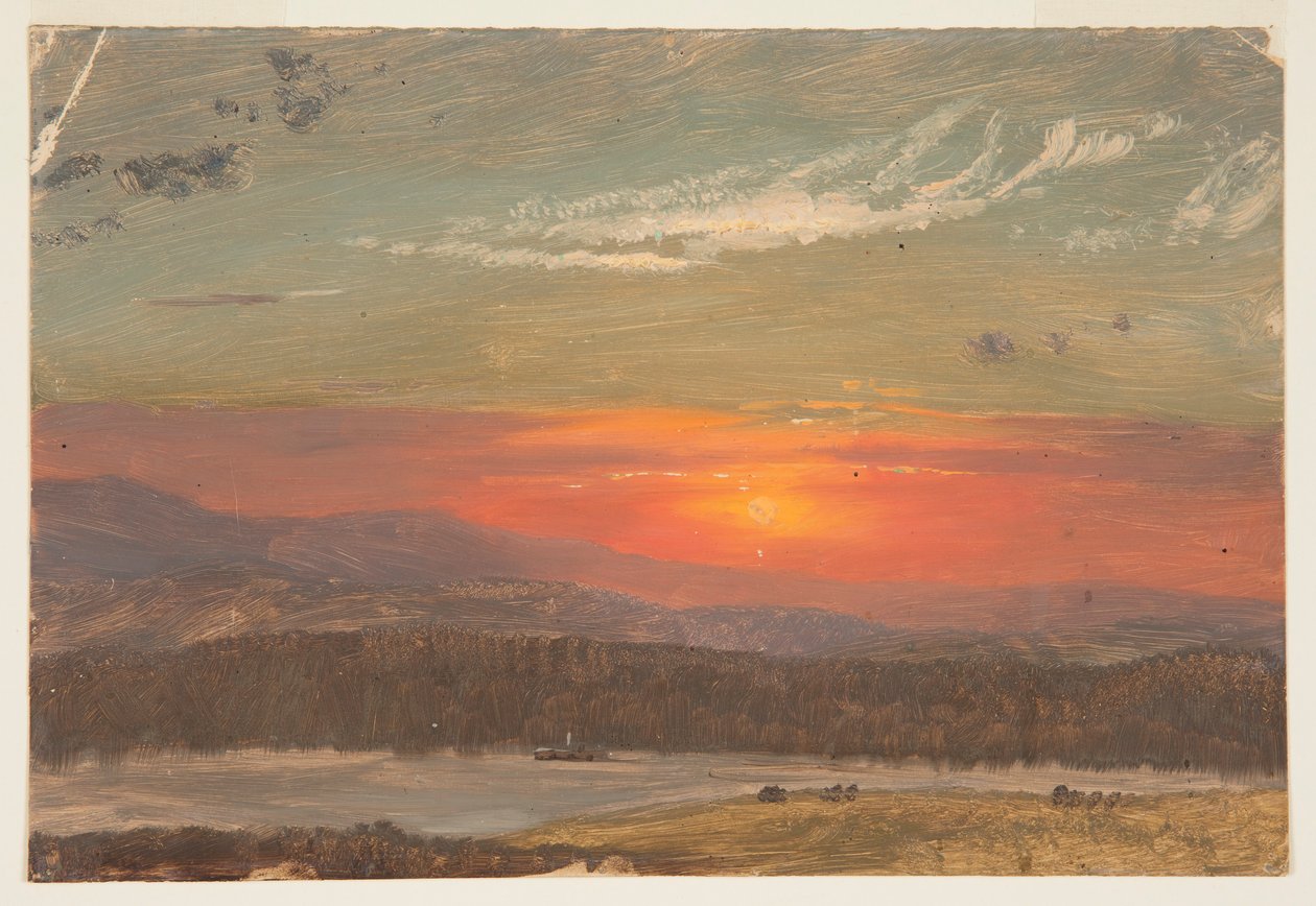 Tekening, Zonsondergang boven de Catskills, 1870-80 door Frederic Edwin Church