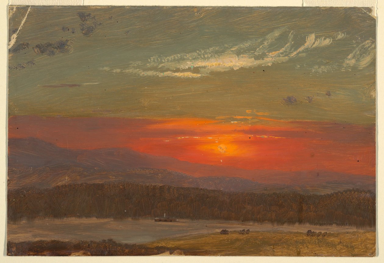 Tekening, Zonsondergang boven de Catskills, 1870-80 door Frederic Edwin Church