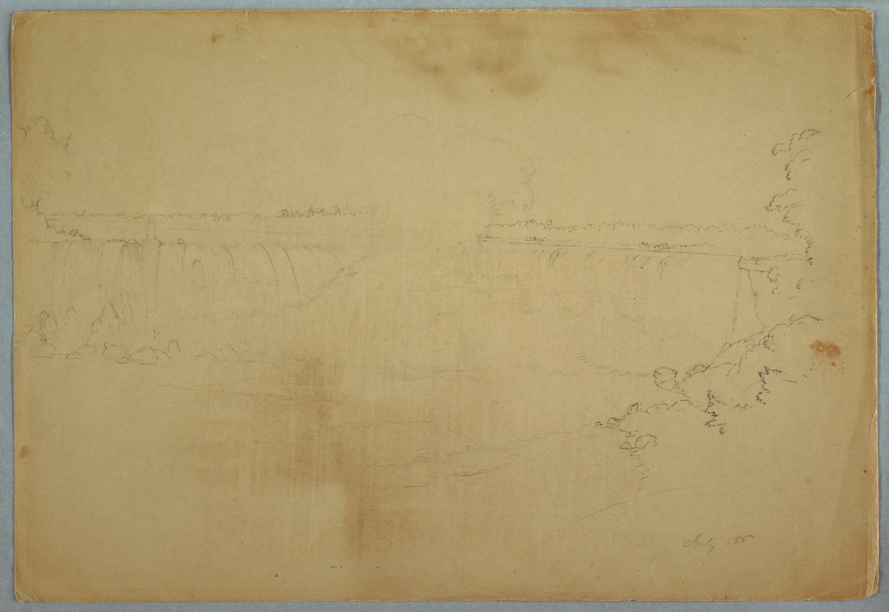 Tekening, De Canadese watervallen, juli 1856 door Frederic Edwin Church