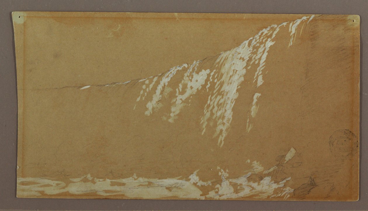 Tekening, De Canadese watervallen en Goat Island bij de Niagara rivier, mogelijk 1858 door Frederic Edwin Church
