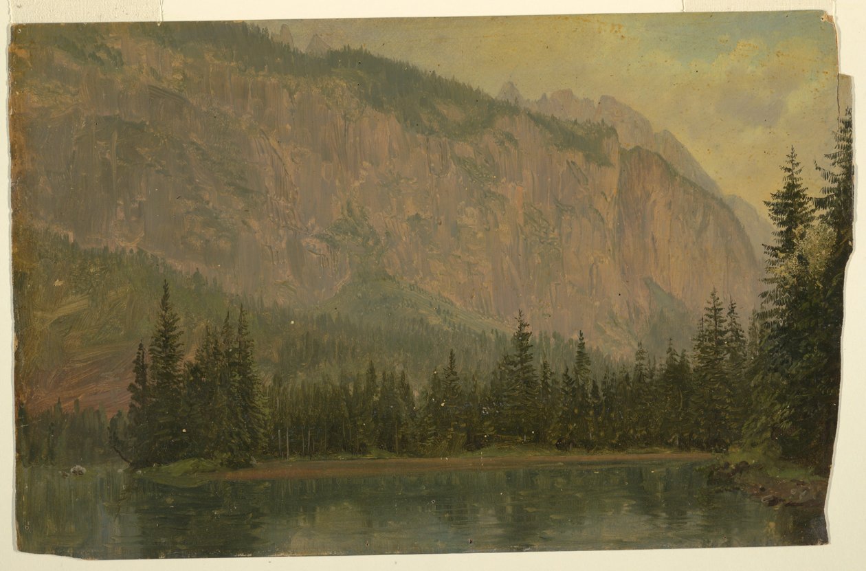 Tekening, De Hintersee, bij Berchtesgaden, Beieren, juni 1868 door Frederic Edwin Church