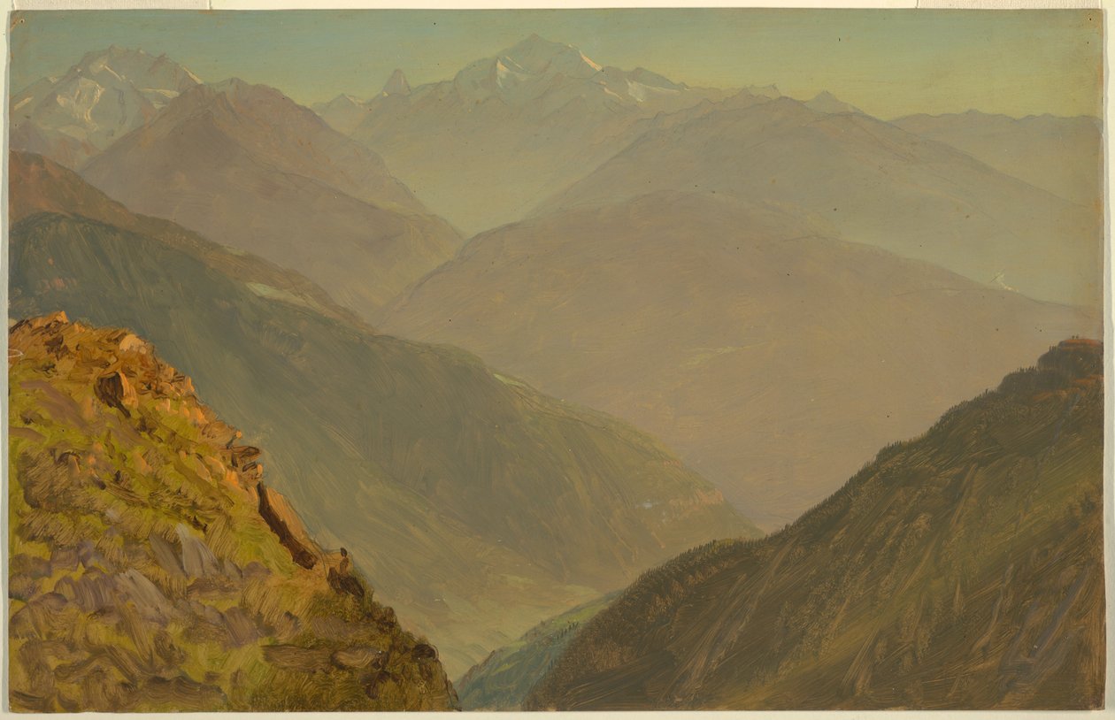 Tekening, De Watzmann en Goell, bij Berchtesgeden, 1868 door Frederic Edwin Church