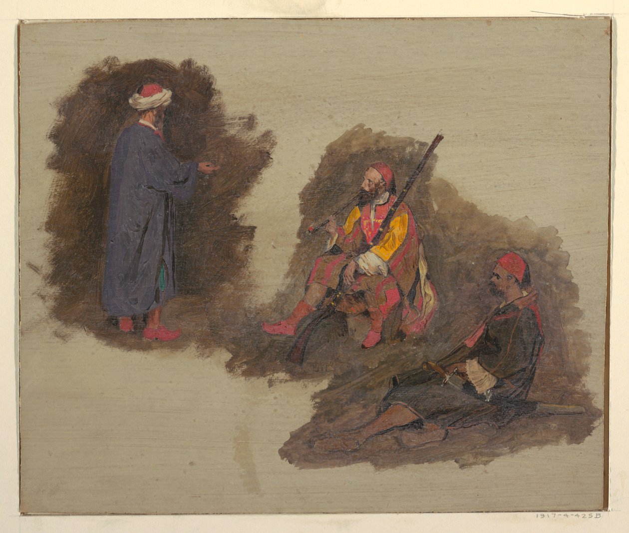 Tekening, Drie bedoeïenen, 1868-69 door Frederic Edwin Church