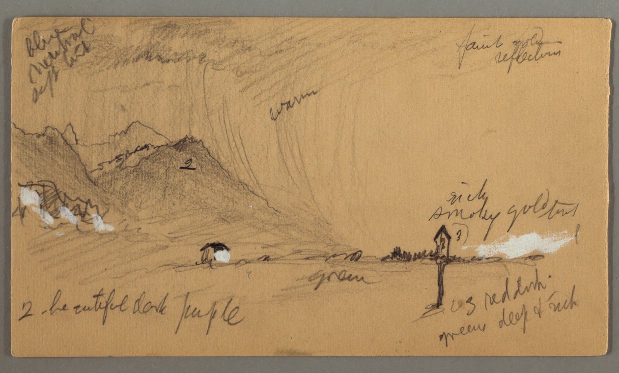 Tekening, onweer, bergen, devotiebeeldhouwwerk, Oostenrijk of Beieren, 1868 door Frederic Edwin Church
