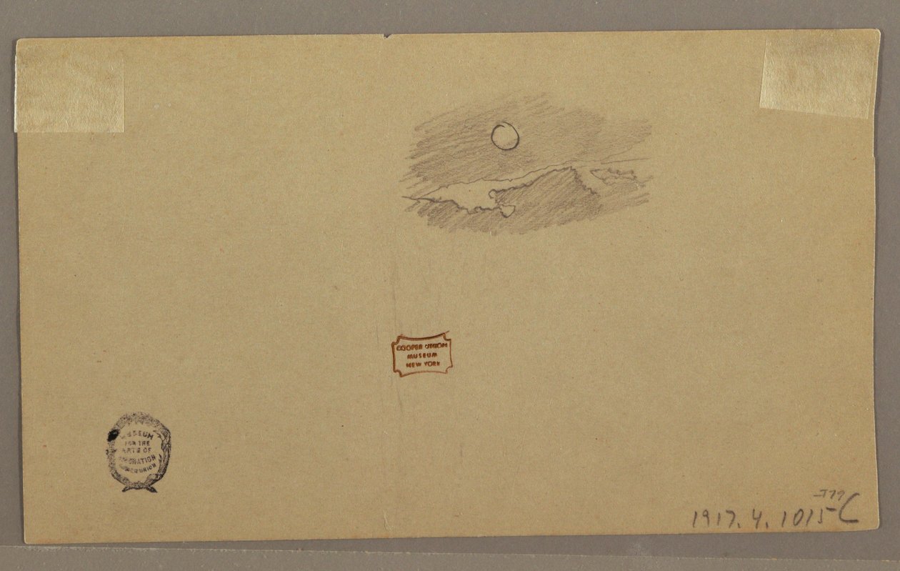 Tekening, onweer over heuvelrug, juli 1866 door Frederic Edwin Church