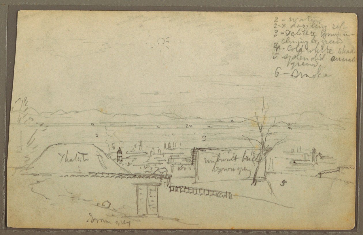 Tekening, Stad (Ecuador), 1853 door Frederic Edwin Church