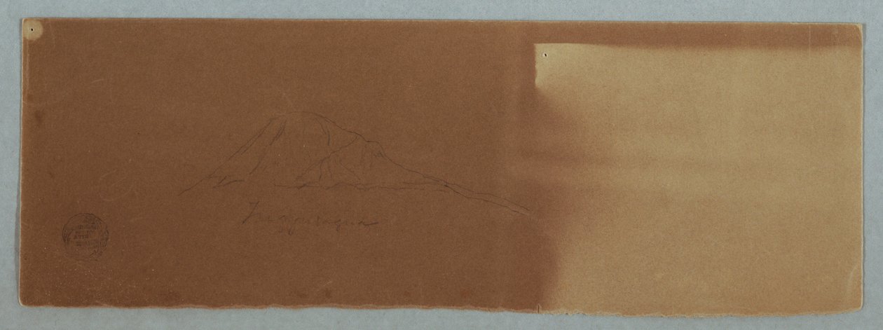 Tekening, Tungurahua vulkaan, Ecuador, juni 1857 door Frederic Edwin Church