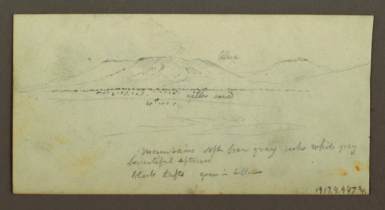 Tekening, Twee figuren en twee kamelen bij kampvuur, figuur- en kamelenstudies, mogelijk 1868 door Frederic Edwin Church