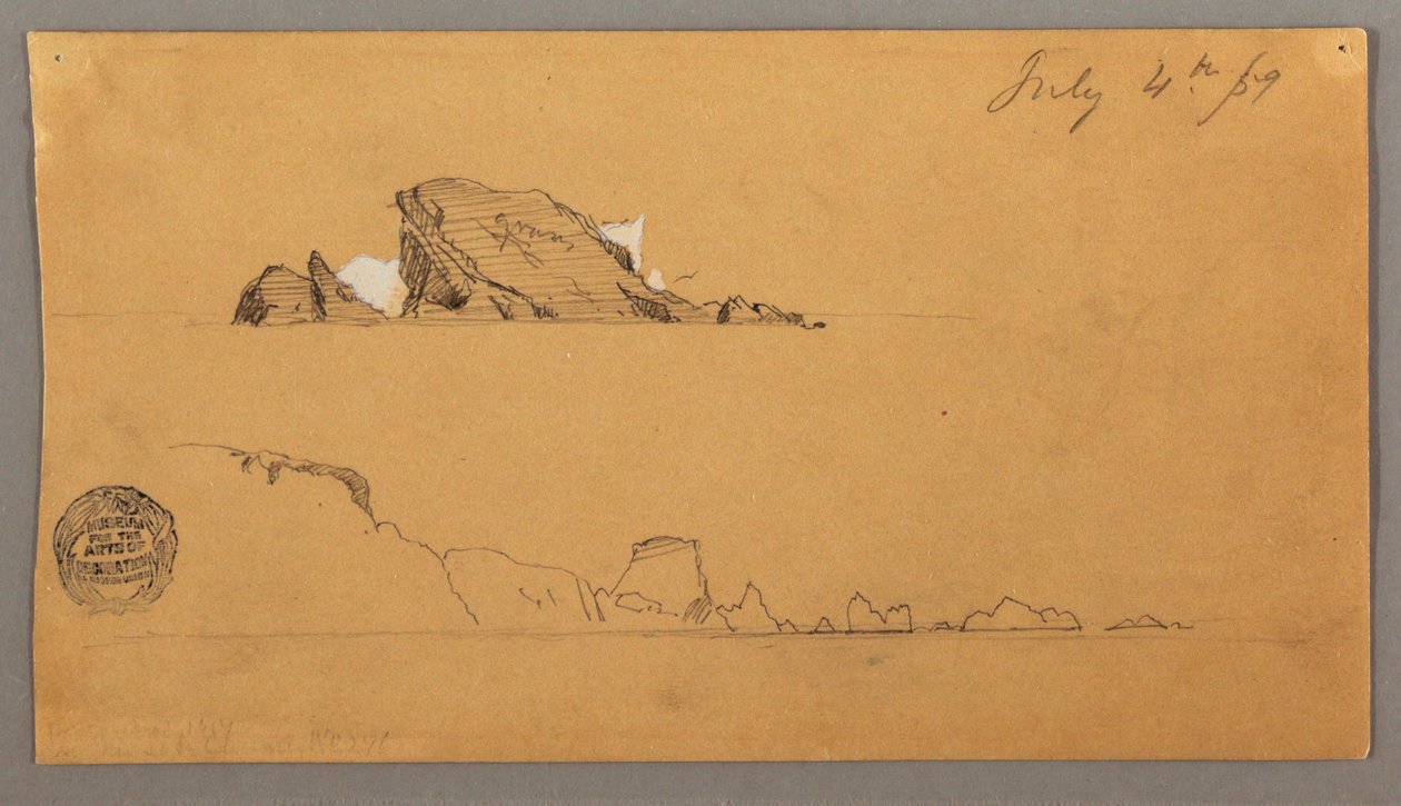 Tekening, Twee ijsbergen, 4 juli 1859 door Frederic Edwin Church