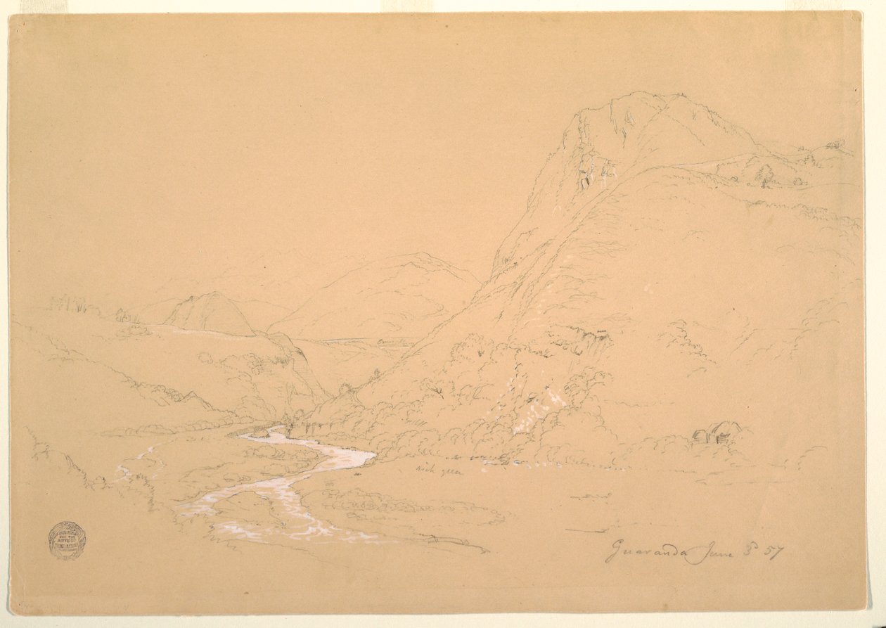 Tekening, vallei bij Guaranda, 3 juni 1857 door Frederic Edwin Church