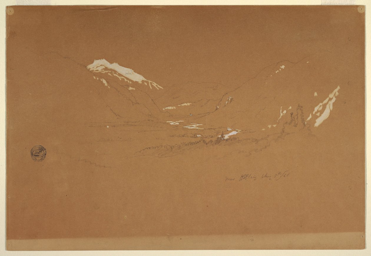 Tekening, Dal "bij Golling," Oostenrijk, 5 augustus 1868 door Frederic Edwin Church