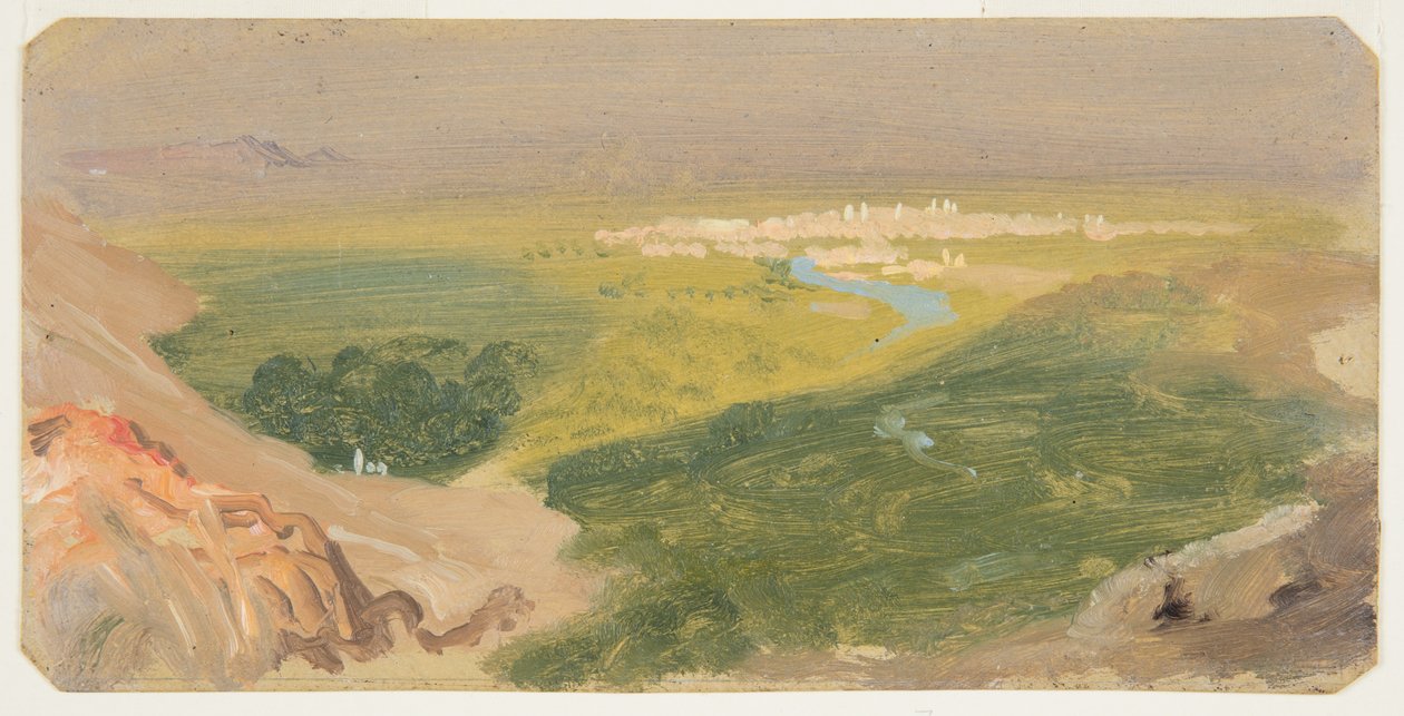 Tekening, Gezicht op Damascus, Syrië, 24 april - 16 mei 1868 door Frederic Edwin Church
