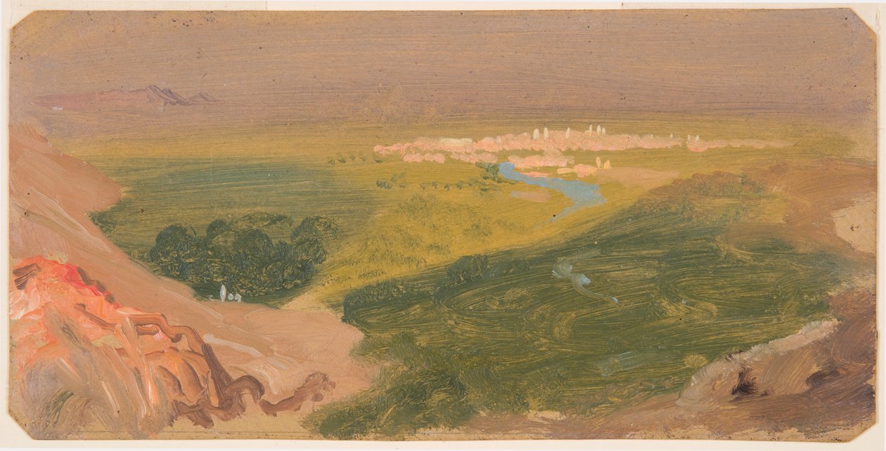 Tekening, Gezicht op Damascus, Syrië, 24 april - 16 mei 1868 door Frederic Edwin Church