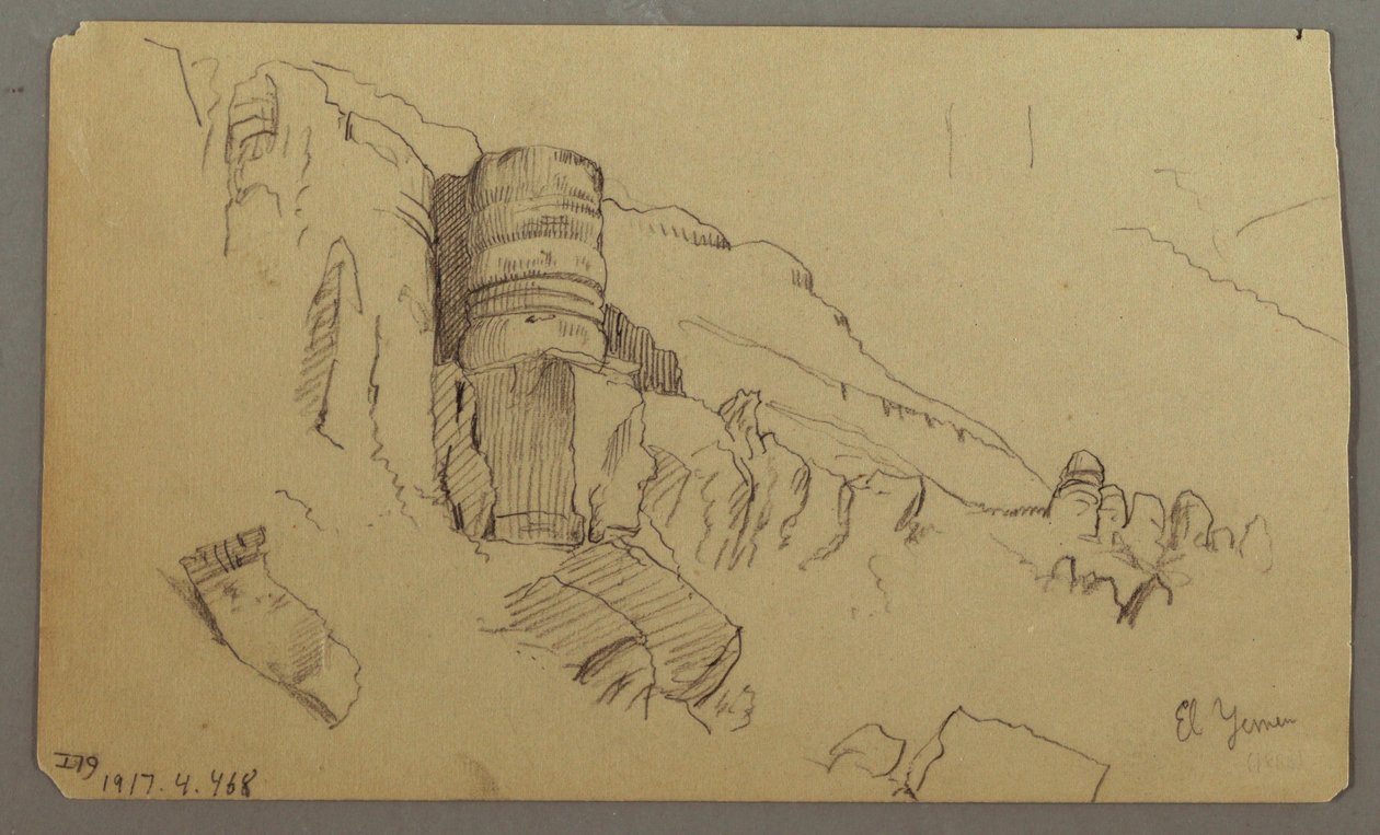 Tekening, Uitzicht over Wady el-Arabah, 20 februari 1868 door Frederic Edwin Church