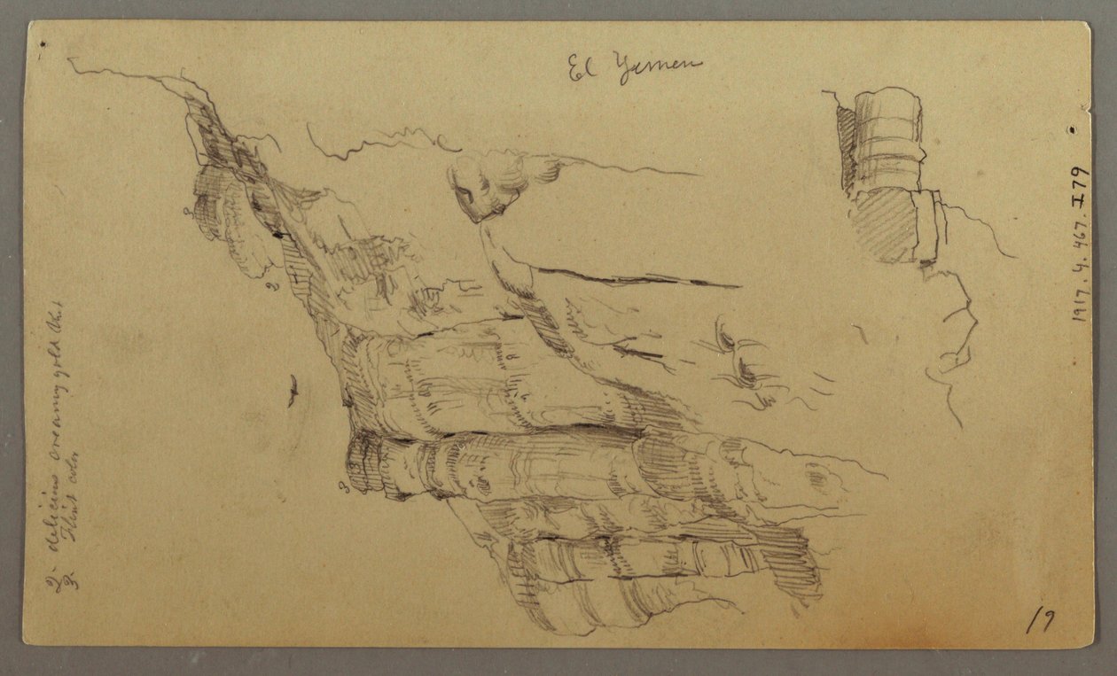 Tekening, Uitzicht over Wady el-Arabah, 20 februari, mogelijk 1868 door Frederic Edwin Church