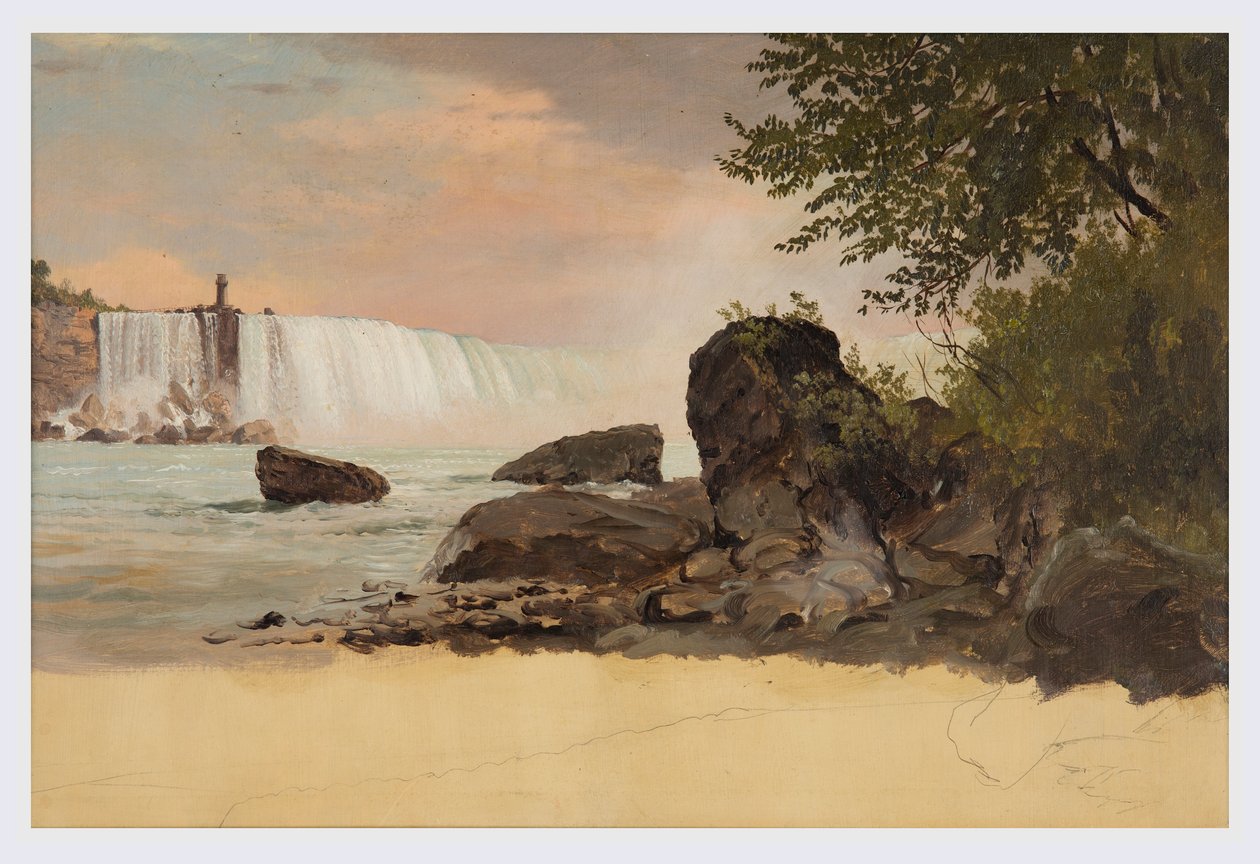 Tekening, Uitzicht op de Canadese watervallen en Goat Island, september of oktober 1856 door Frederic Edwin Church