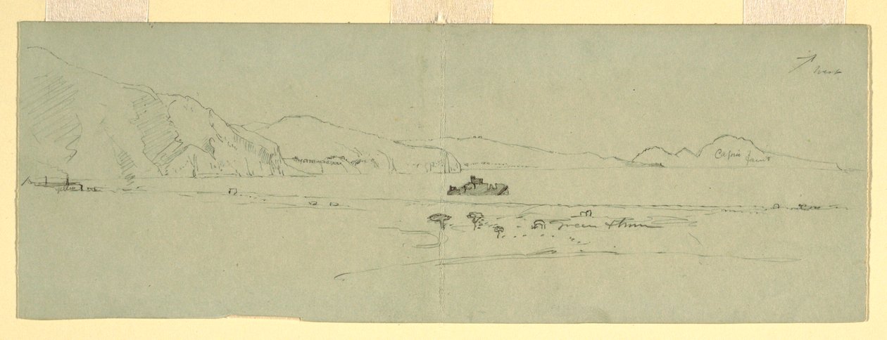 Tekening, Gezicht op het schiereiland van Sorrento of Capri, Italië vanuit het noordoosten, 1869 door Frederic Edwin Church