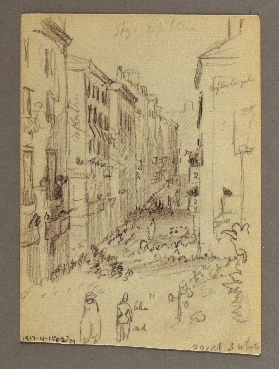 Tekening, Dorp op heuveltop, mogelijk 1868-69 door Frederic Edwin Church