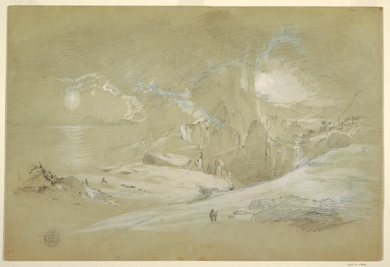 Tekening, Kruisvisioen, Landschap met een fenomeen, september 1868 door Frederic Edwin Church