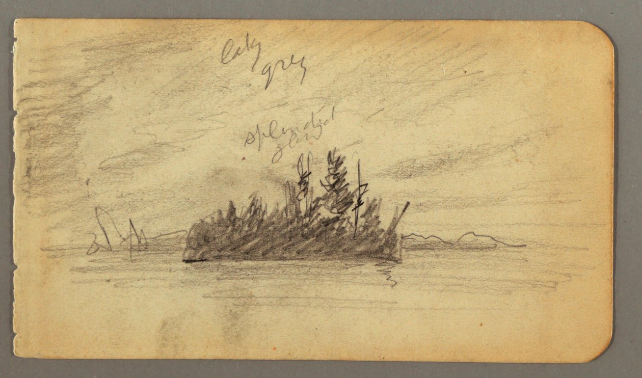 Tekening, Bosrijk eiland, mogelijk 1878 door Frederic Edwin Church