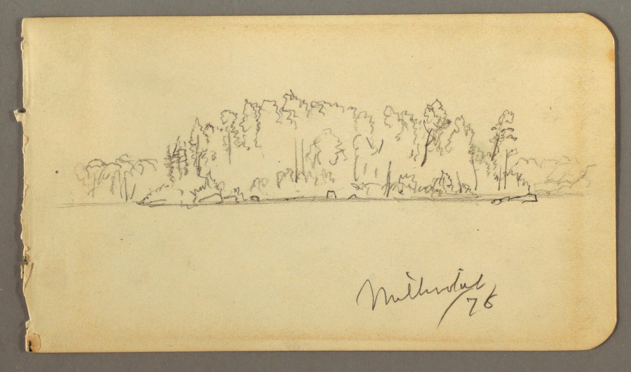 Tekening, Bosachtige oever, 1878 door Frederic Edwin Church