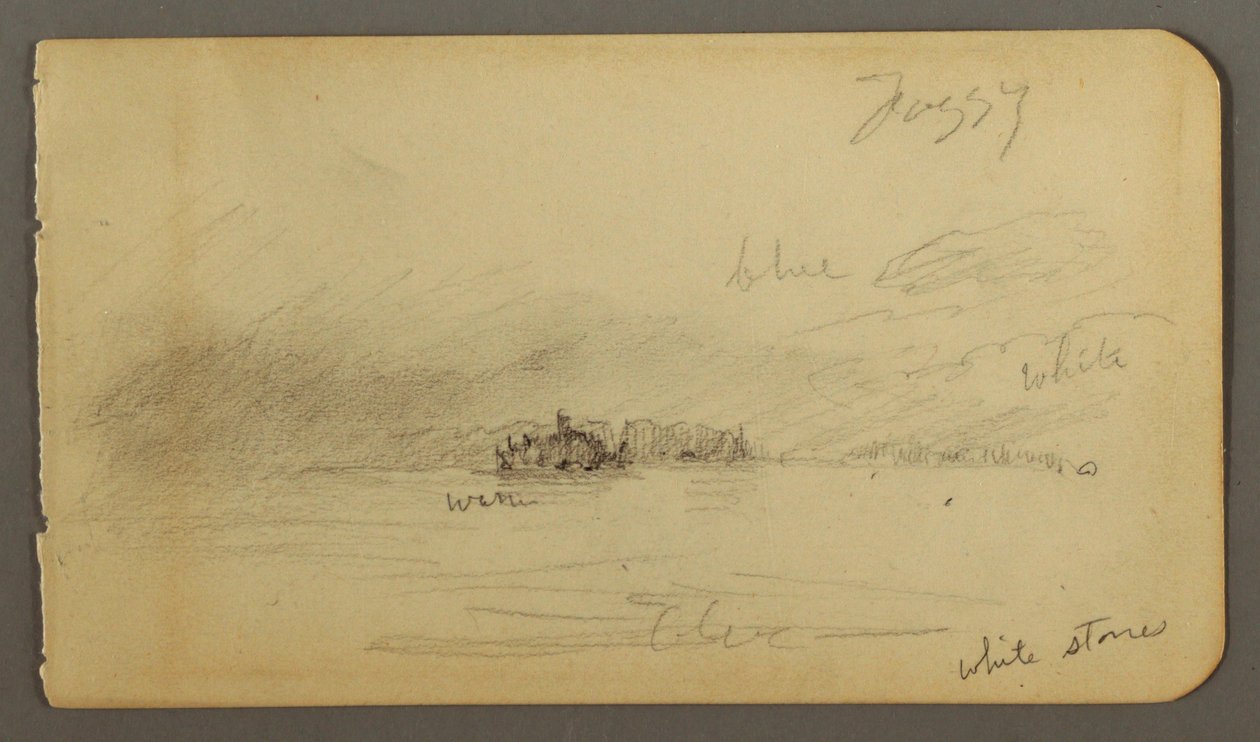 Tekening, Bosrand in mist, mogelijk 1878 door Frederic Edwin Church