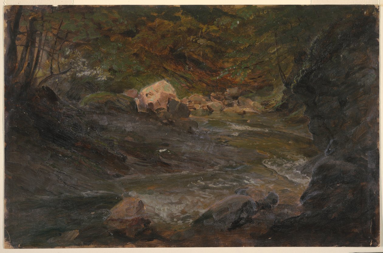 Tekening, Bosbeek, 1850-60 door Frederic Edwin Church