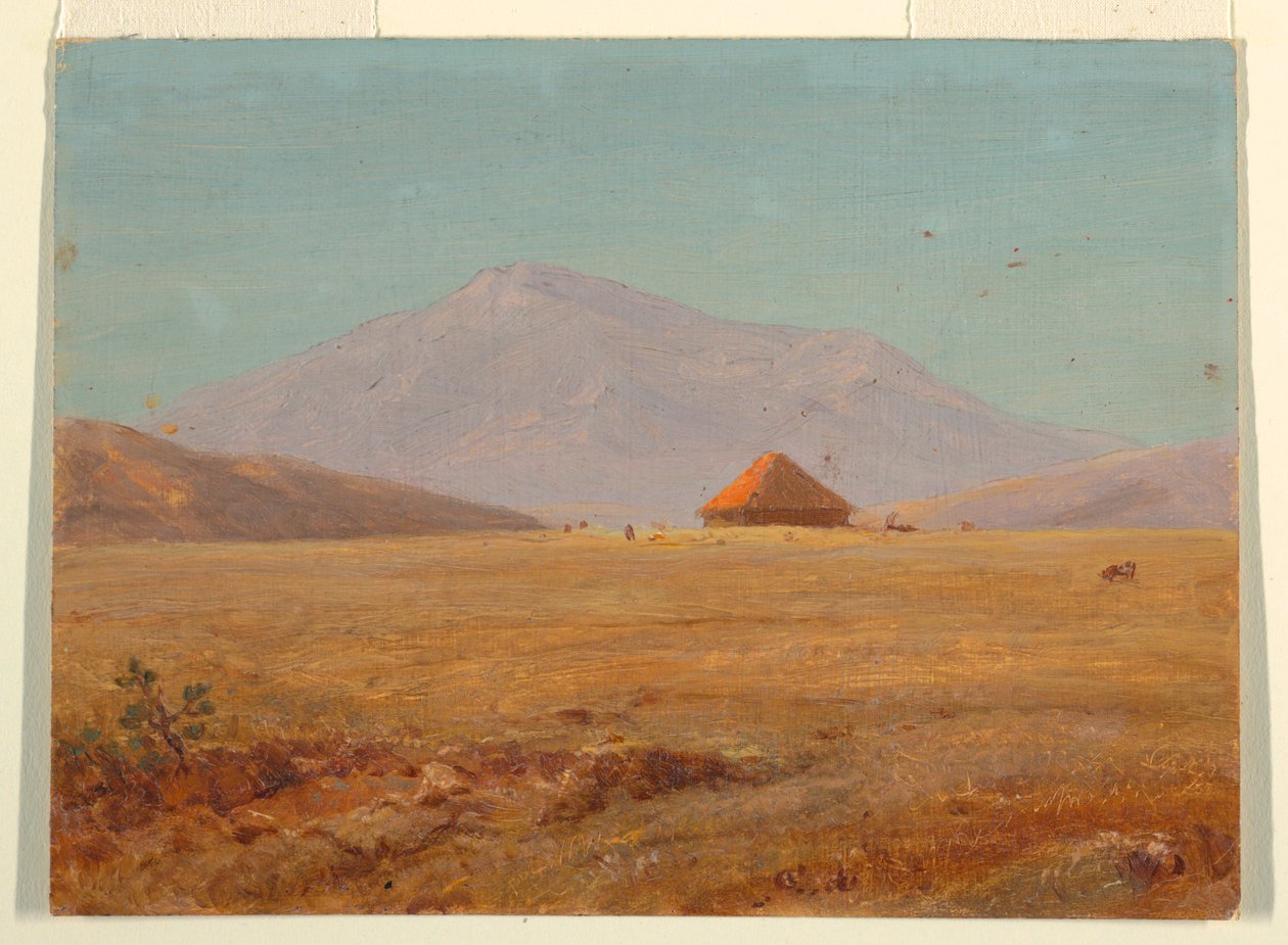 Ecuador?, bergplateau met hut door Frederic Edwin Church
