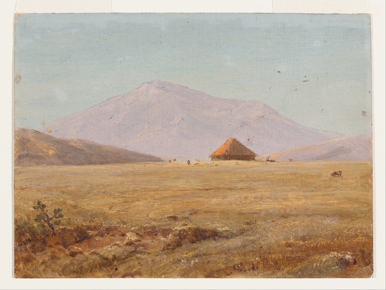 Ecuador , bergplateau met hut door Frederic Edwin Church