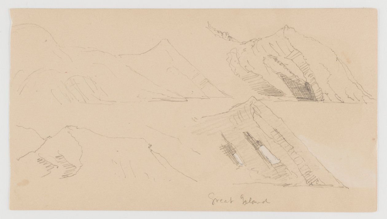 Great Island, studie van rotskliffen door Frederic Edwin Church