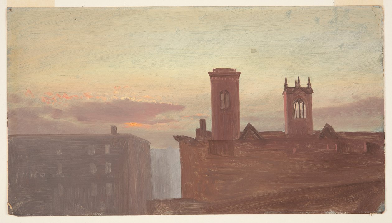 Daken bij zonsopgang, 10th Street, New York, NY door Frederic Edwin Church