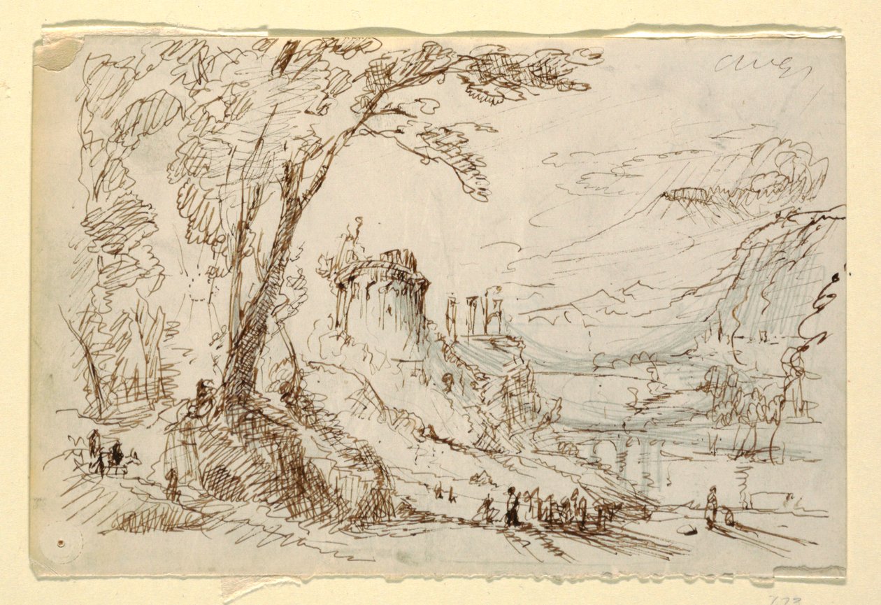 Denkbeeldig landschap met klassieke ruïnes door Frederic Edwin Church