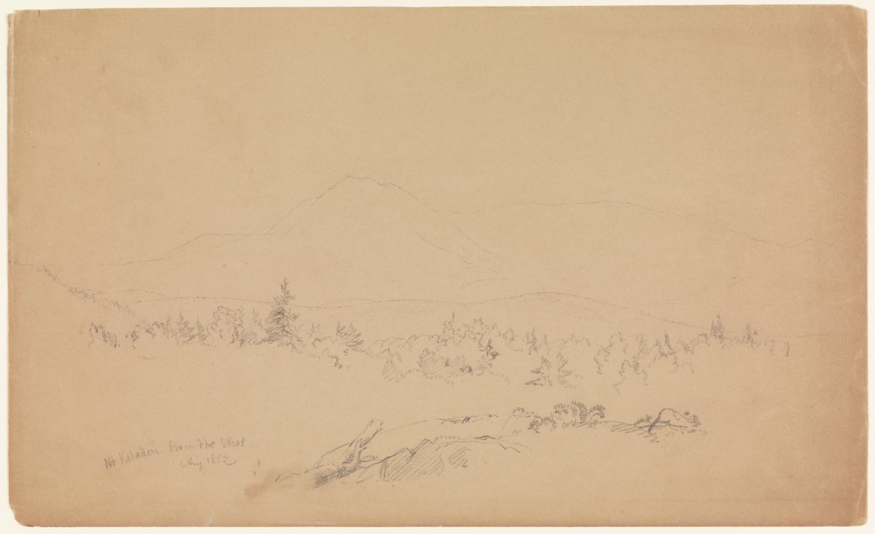 "Mount Katahdin vanuit het westen" [Kijkend in westelijke richting naar Mount Katahdin]. door Frederic Edwin Church