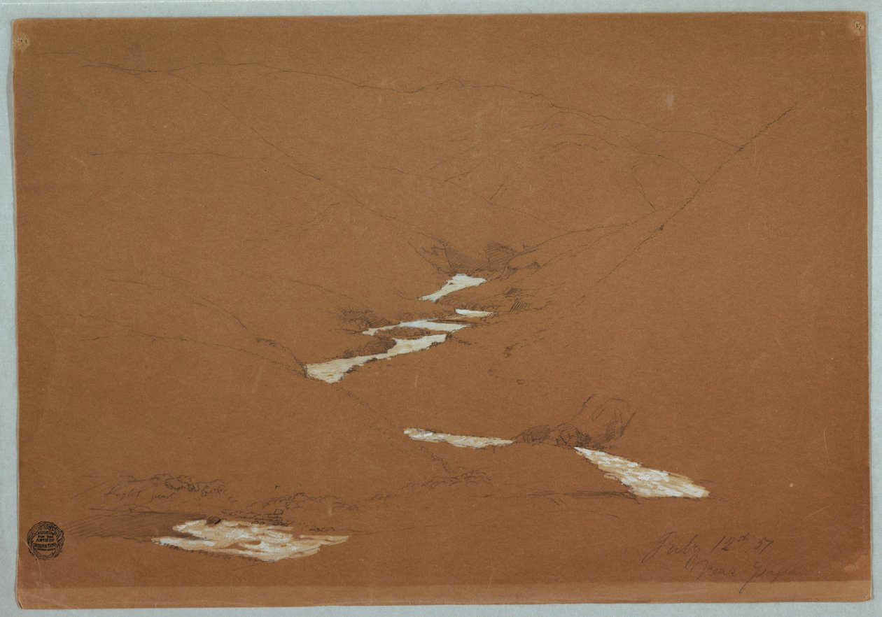 Smal bergdal met waterval bij Ysapan, Ecuador door Frederic Edwin Church
