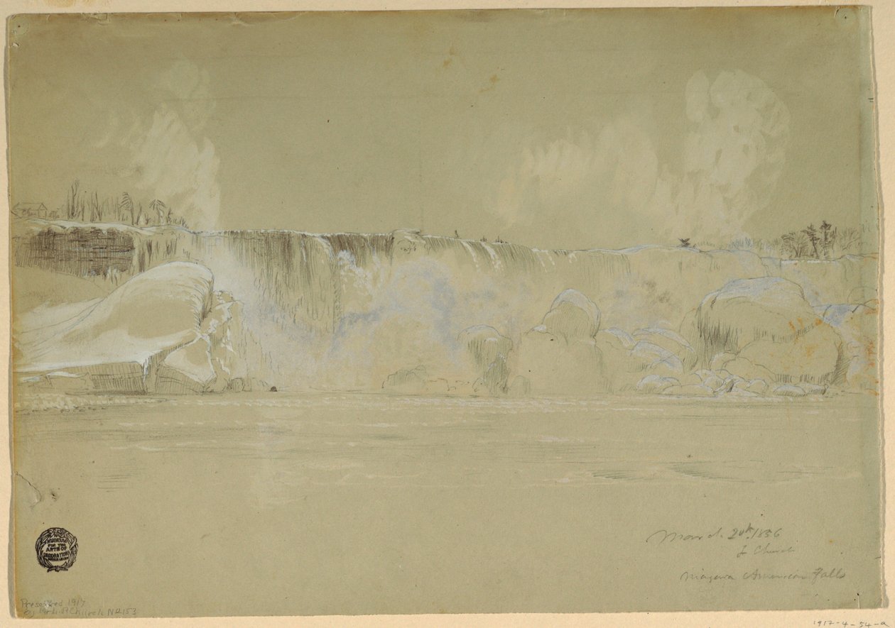 Niagara Falls in de sneeuw, vanuit het noordwesten door Frederic Edwin Church