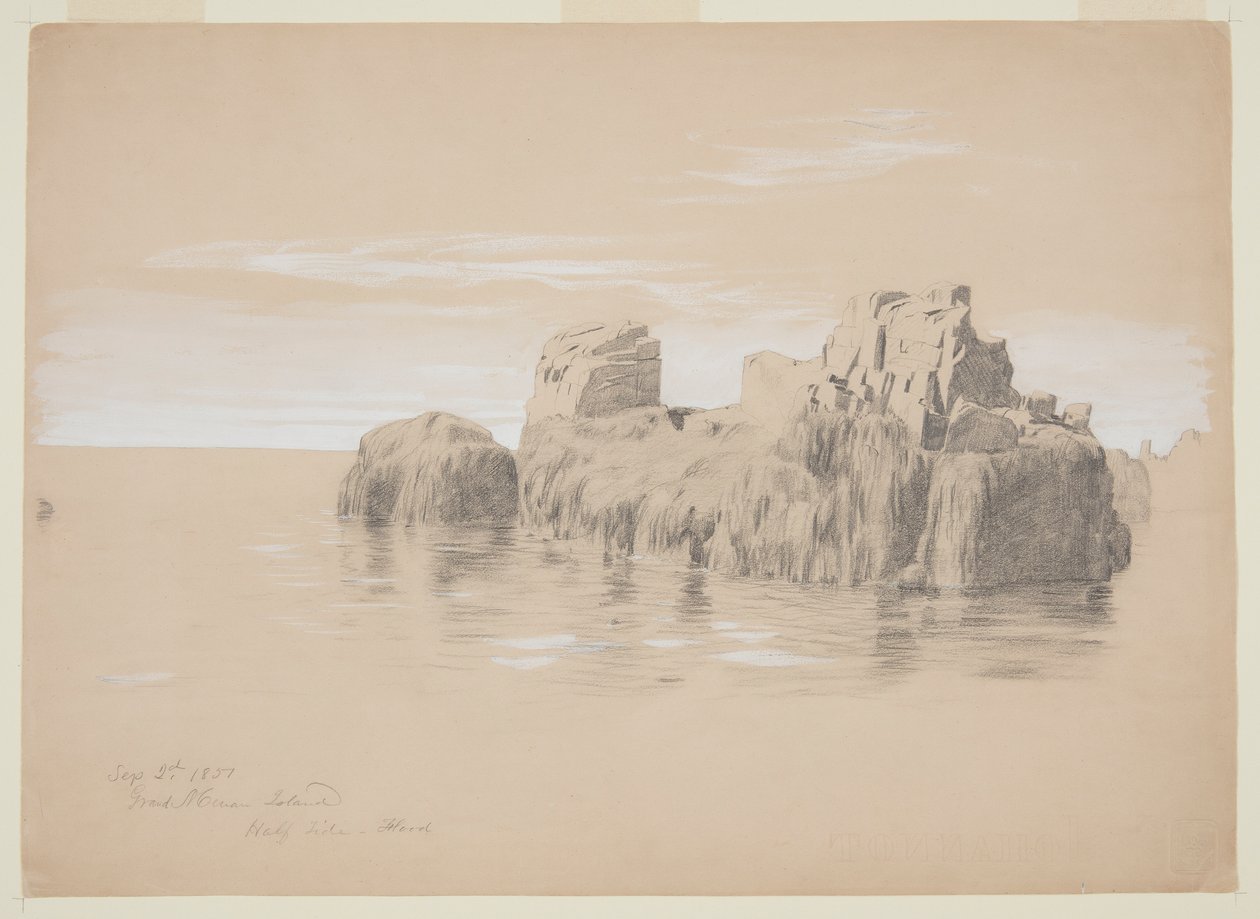 Rotsen aan de Kust, Grand Manan Eiland, Canada door Frederic Edwin Church