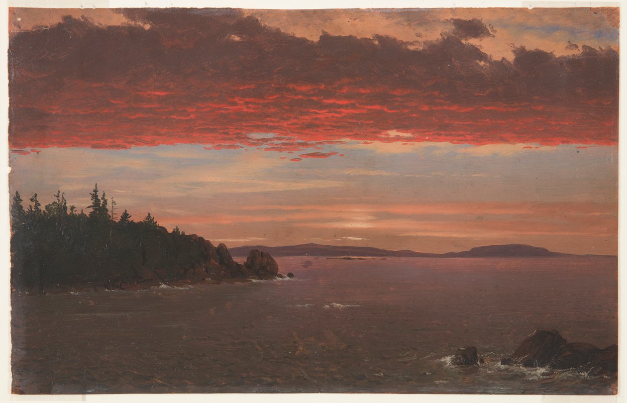 Schoodic Peninsula vanaf Mount Desert bij Zonsopgang door Frederic Edwin Church