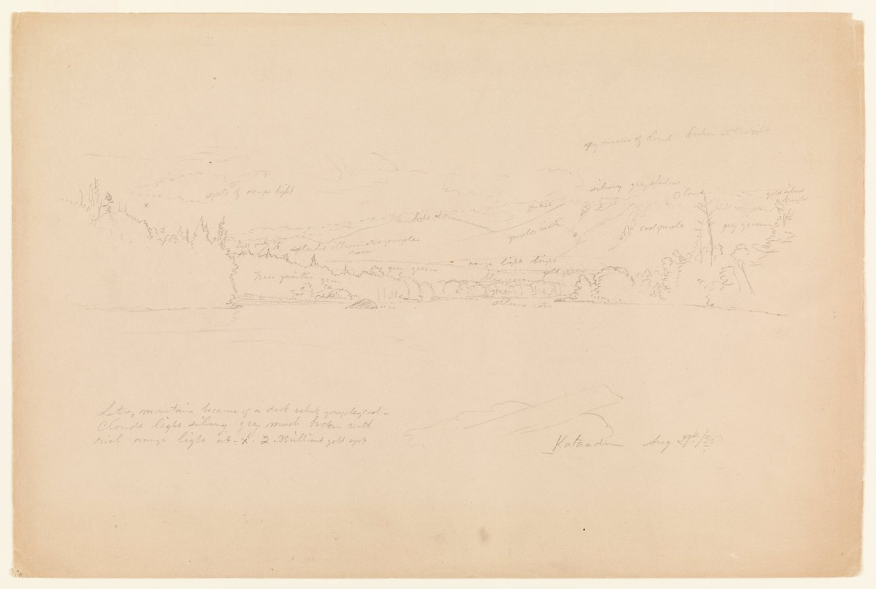 Kust van het meer en uitlopers van de berg Katahdin door Frederic Edwin Church