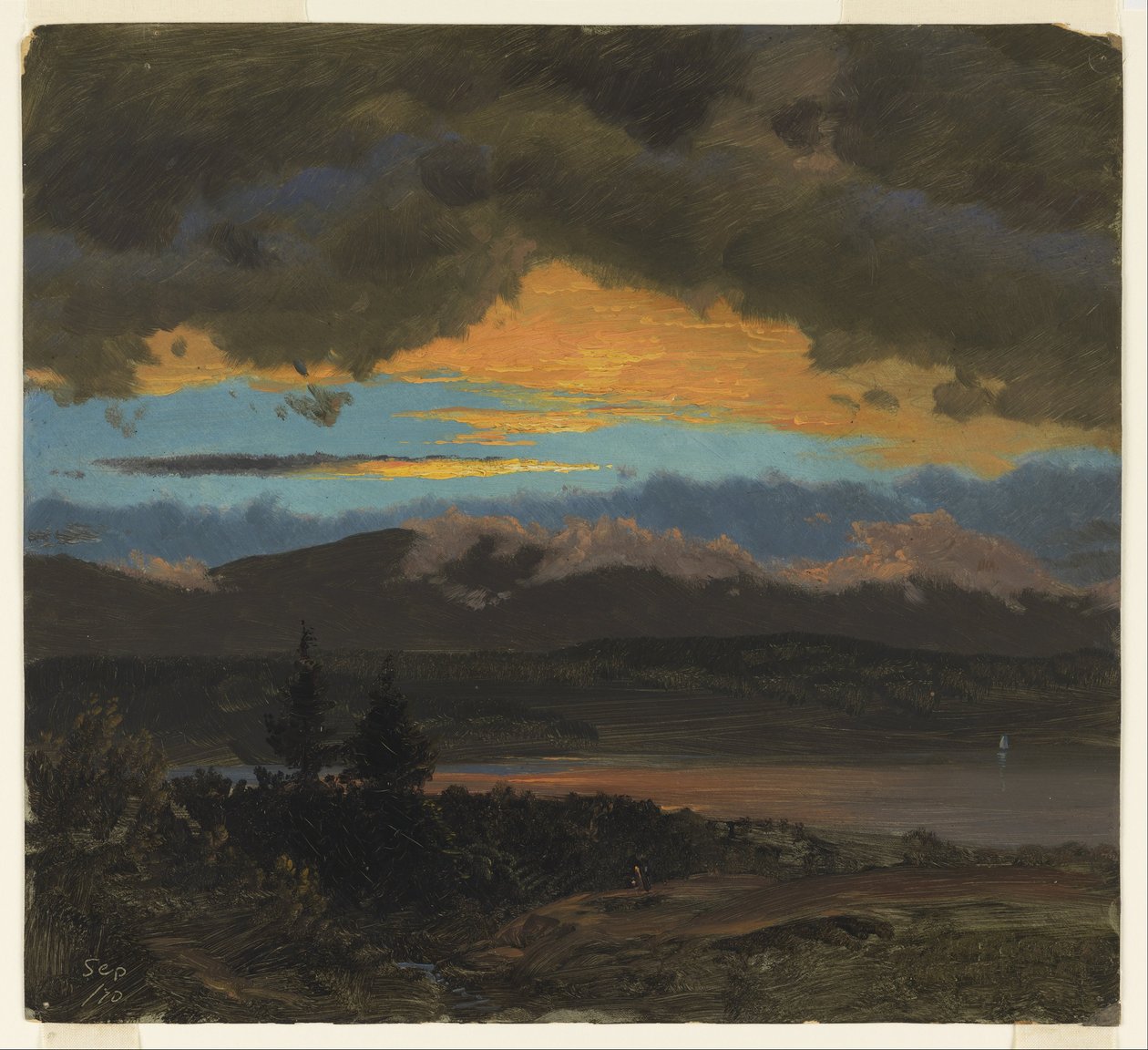 Zonsondergang over de Hudson-vallei, New York door Frederic Edwin Church