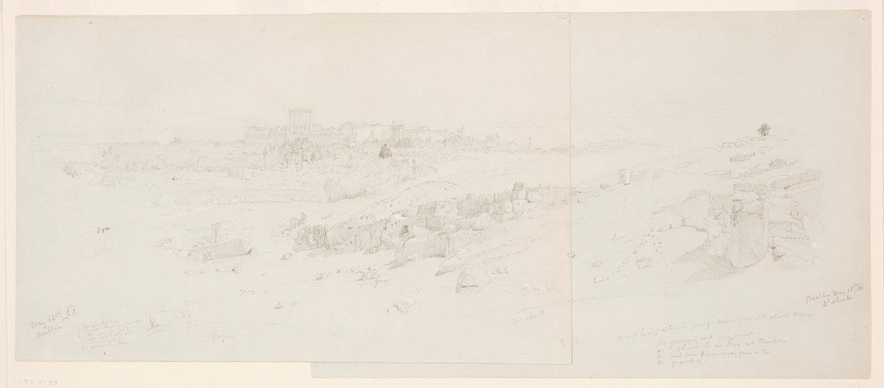 Tempels in de ochtend, Baalbek door Frederic Edwin Church
