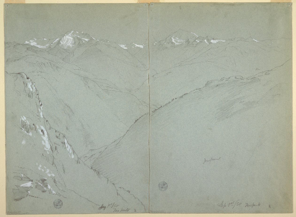 Valleilandschap met Besneeuwde Bergen, Berner Alpen, Zwitserland, Deel 1 door Frederic Edwin Church