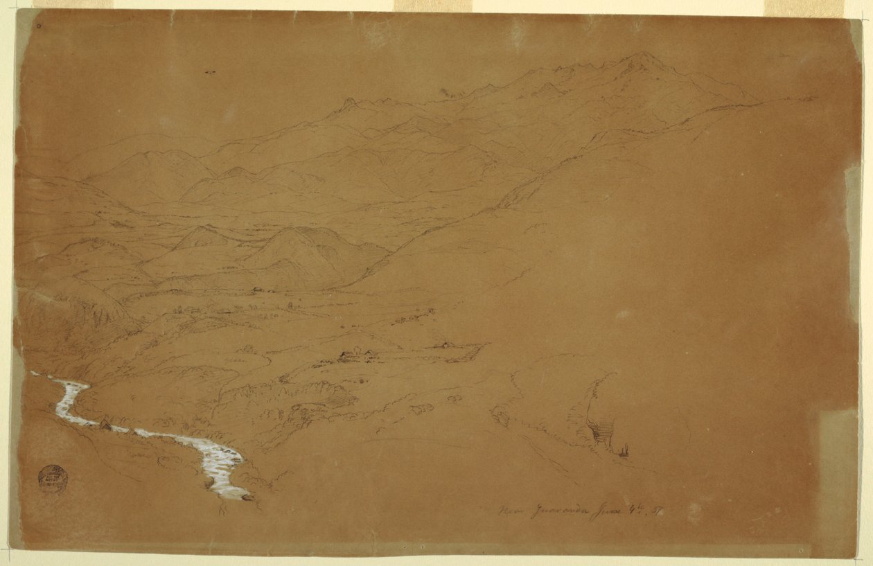 Vallei met een Stroom en Huizen, nabij Guaranda, Ecuador door Frederic Edwin Church