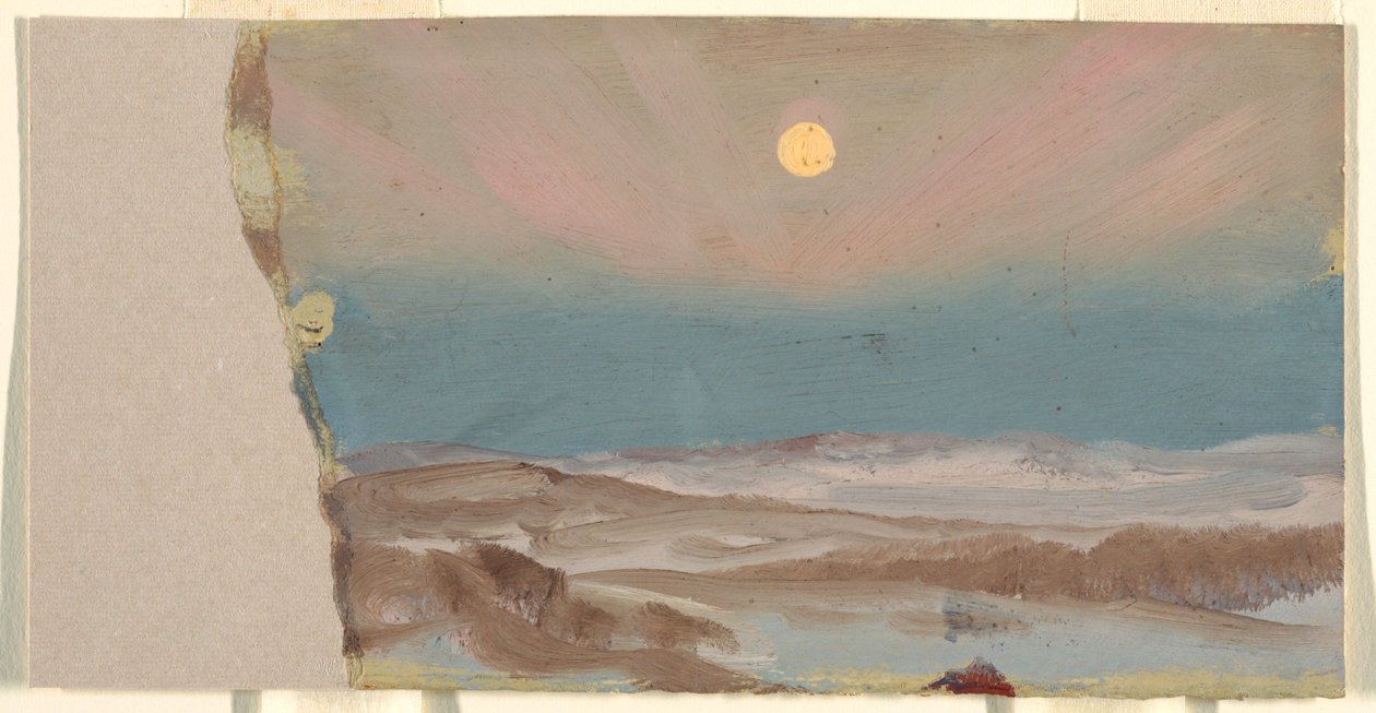 Winterlandschap met volle maan door Frederic Edwin Church