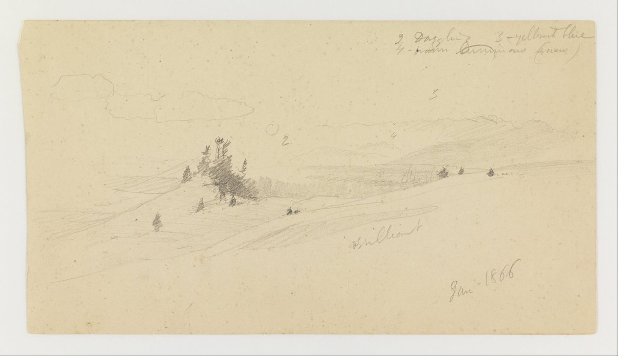 Beboste heuveltop, Heuvelachtige vallei, Zon door Frederic Edwin Church