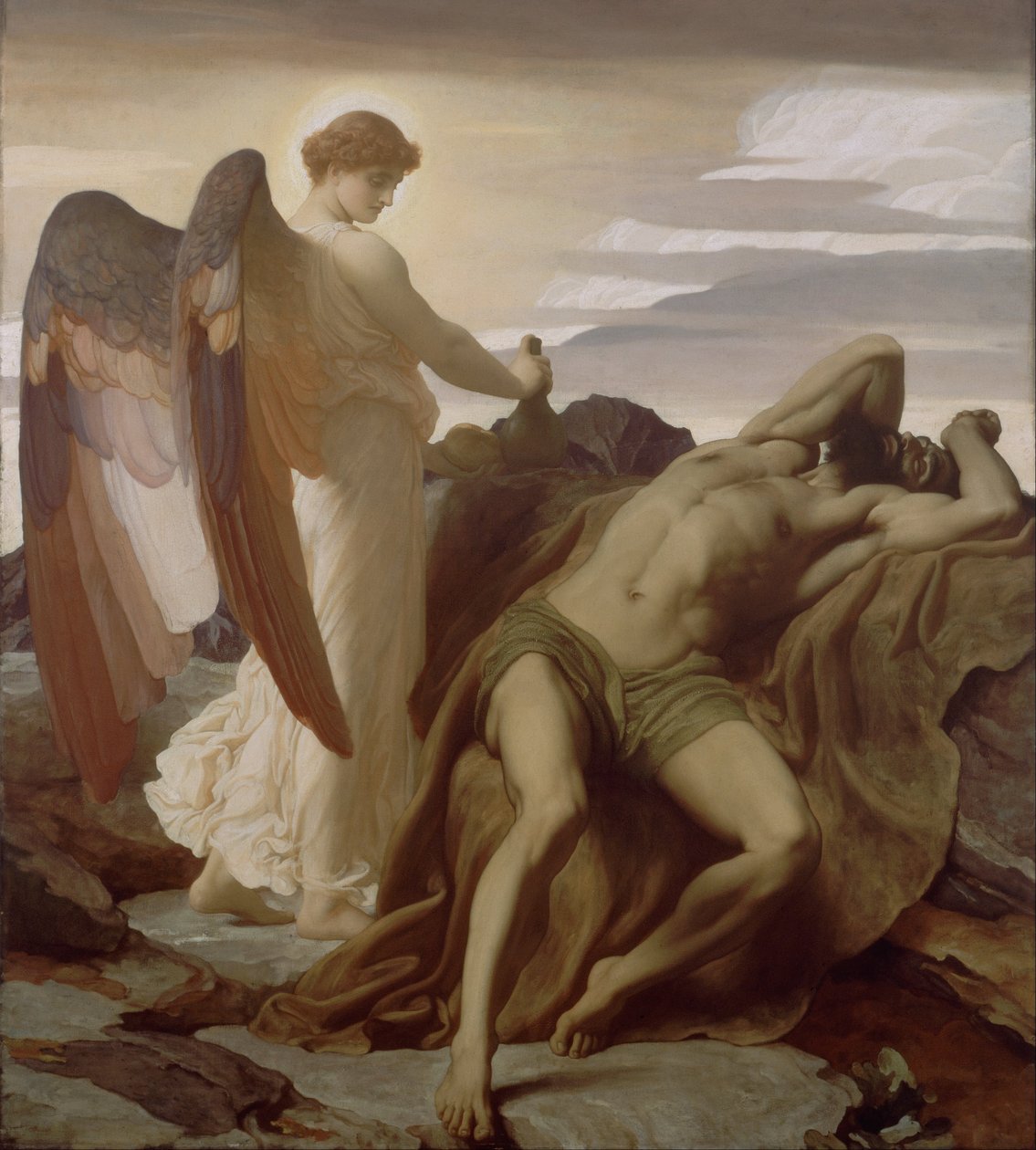 Elia in de woestijn door Frederic Leighton