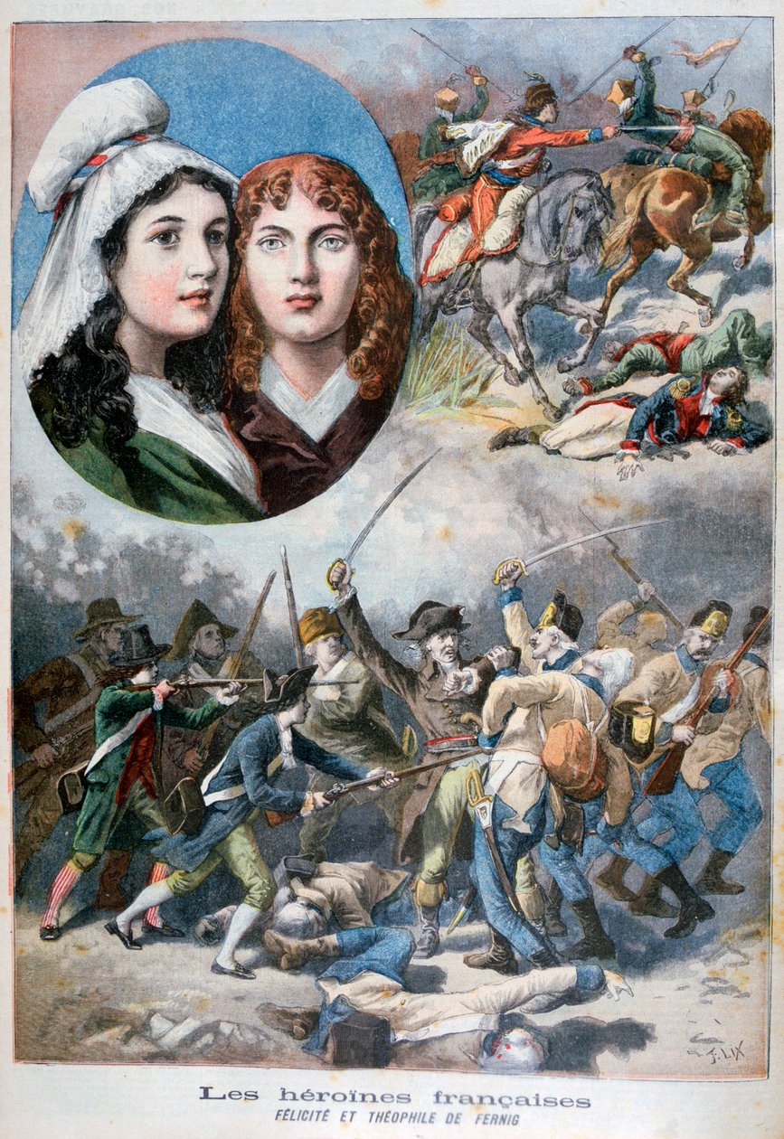 Felicite en Theophile de Fernig, Franse heldinnen, 1792 door Frederic Lix