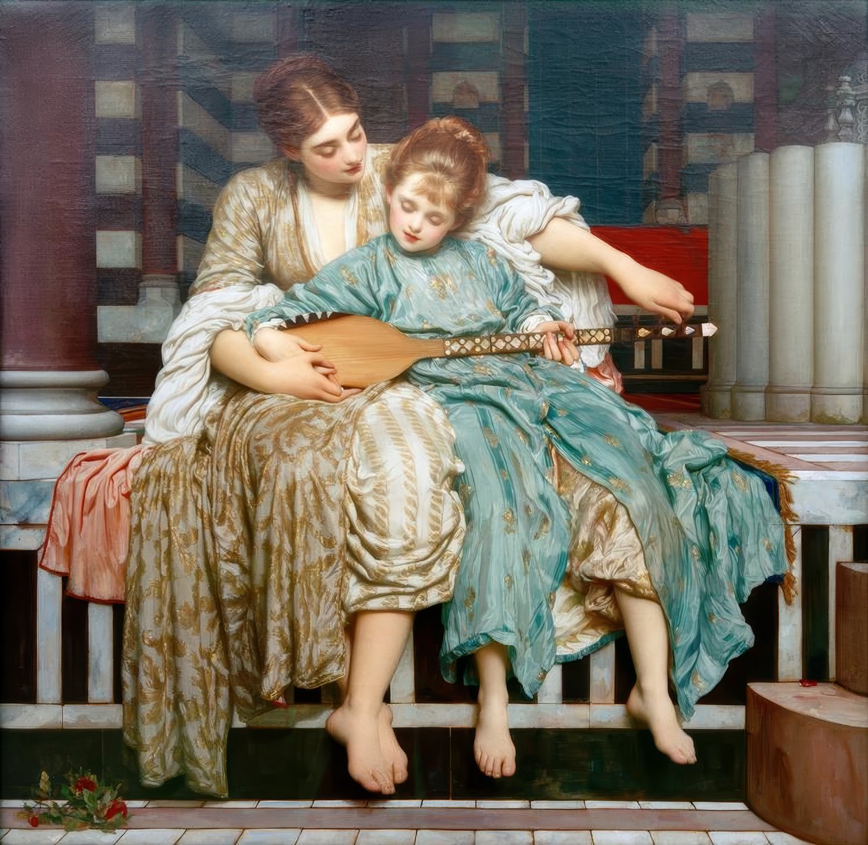 Muziekles door Frederic Lord Leighton