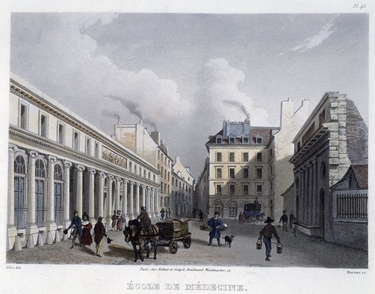 School of Medicine - in "Paris en 1832" door Martens door Frederic Martens