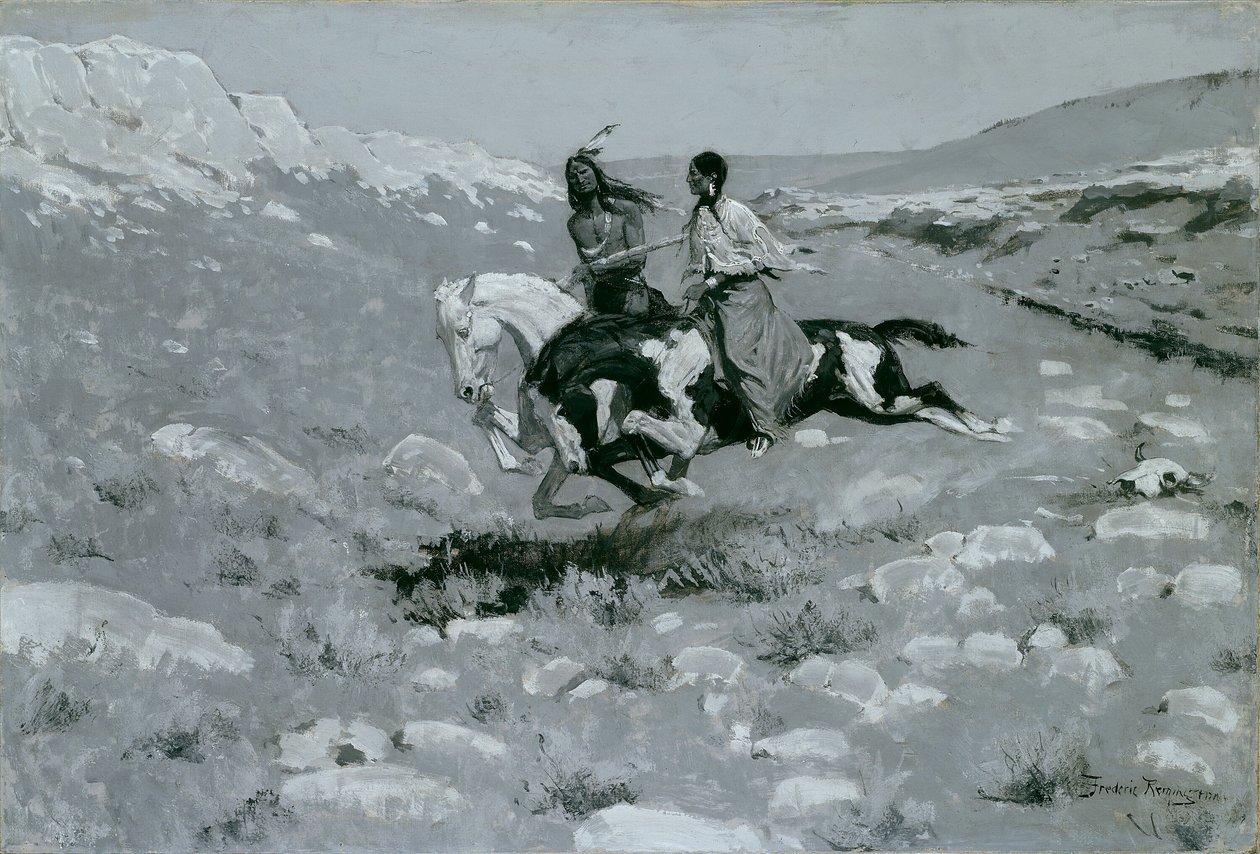 Ceremonie van het snelste paard, ca. 1900 door Frederic Remington